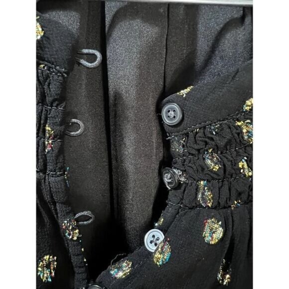 LOFT Metallic Dot Lace Button Up Long Sleeve‎ Top XS - Picture 8 of 9